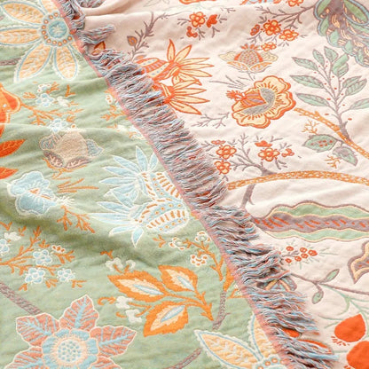 Floravento Cotton Throw – Bohemian Elegance in Warm Natural Aesthetics