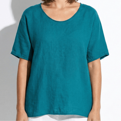 Women's blouse with V-neck and short sleeves