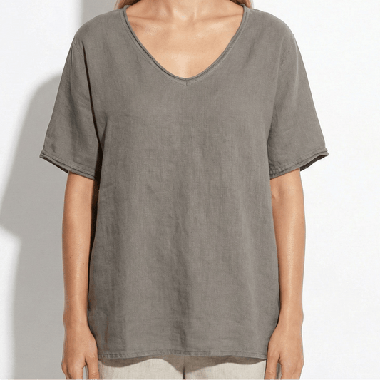Damen-Bluse mit V-Ausschnitt und kurzen Ärmeln