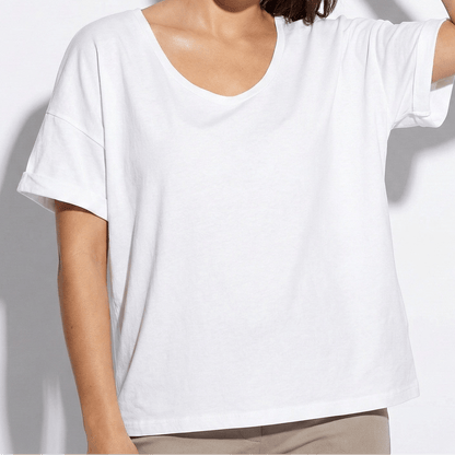Women's blouse with V-neck and short sleeves