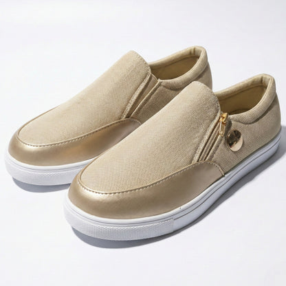 Women's sneakers with zipper and textured surface