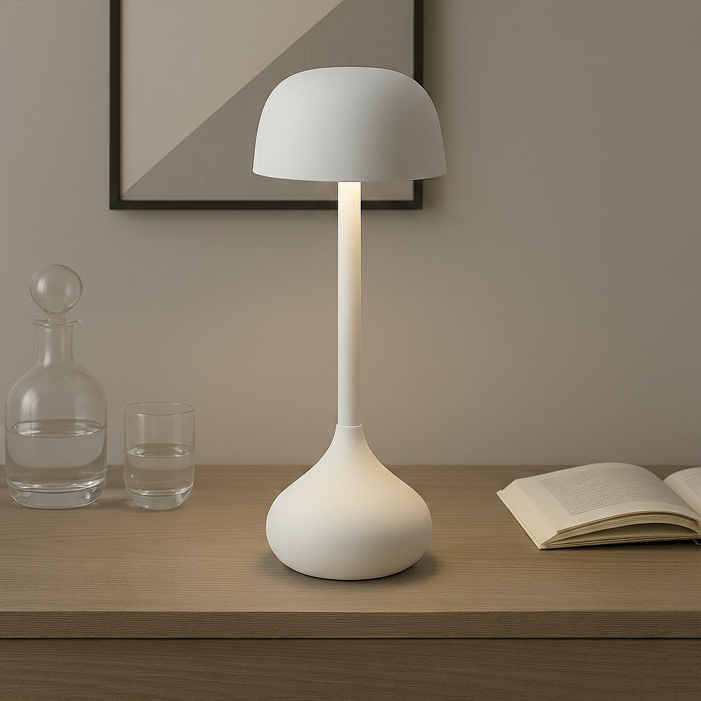 Mushroom-Shaped Desk Lamp Cordless Dimmable with Touch Control and Three Light Colors Battery