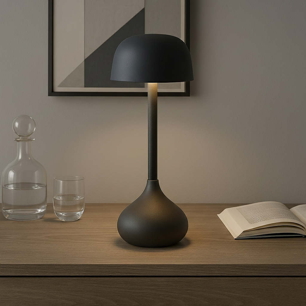 Mushroom-Shaped Desk Lamp Cordless Dimmable with Touch Control and Three Light Colors Battery