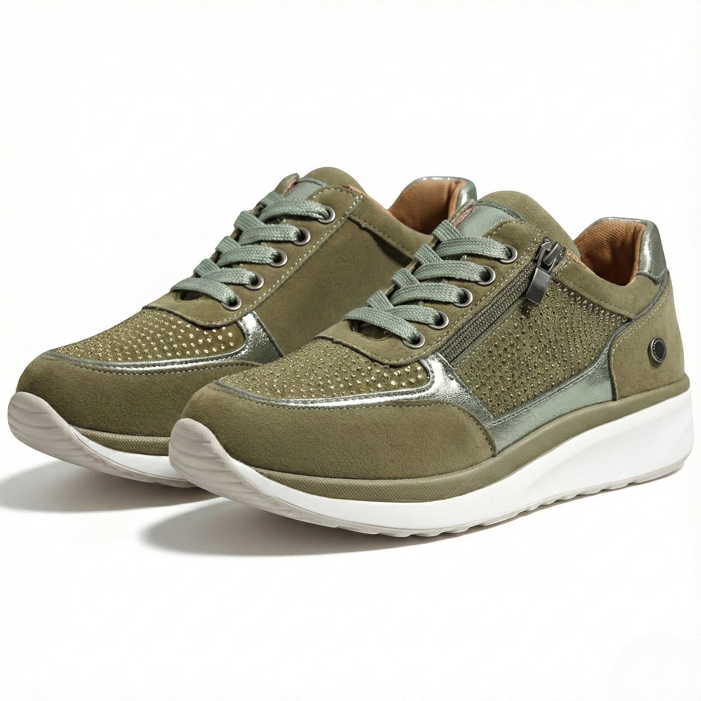 Women's sneakers, flat, low cut, wide fit