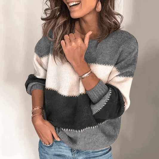 Women's pullover with striped pattern and loose fit