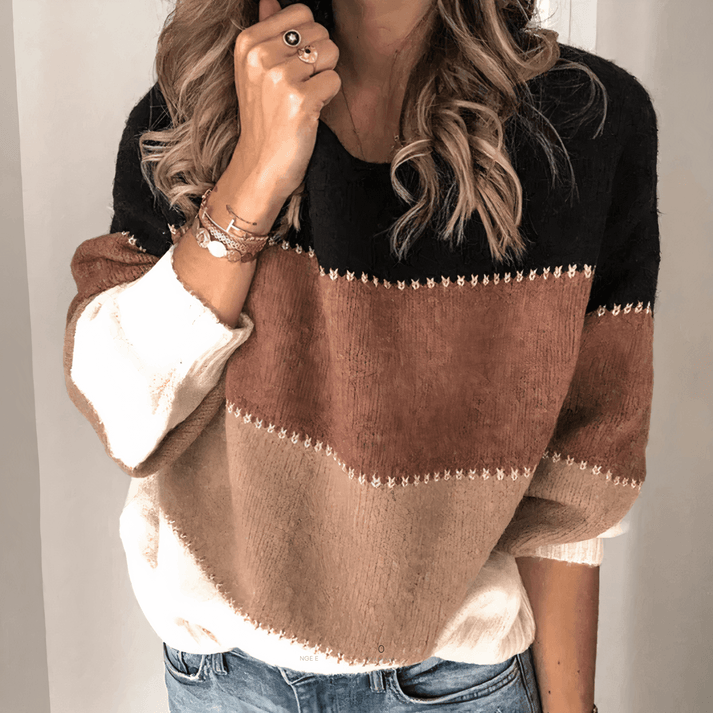 Women's pullover with striped pattern and loose fit