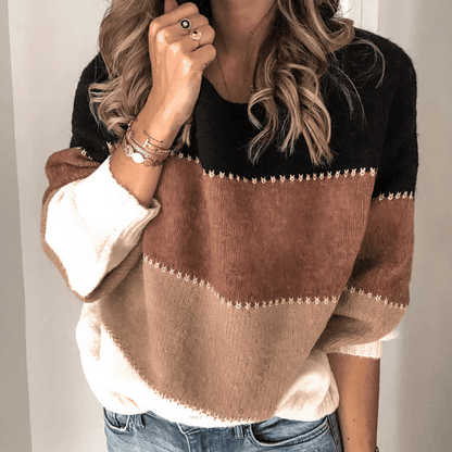 Women's pullover with striped pattern and loose fit