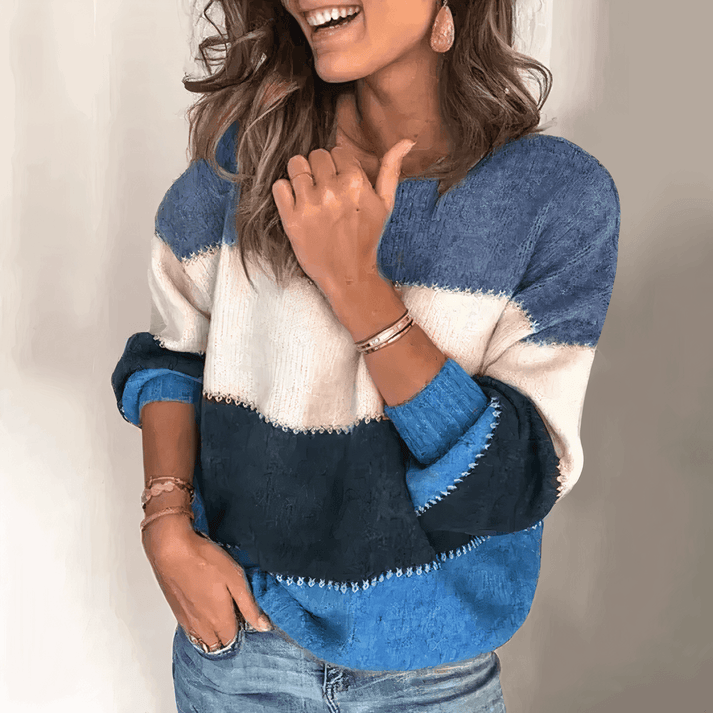 Women's pullover with striped pattern and loose fit