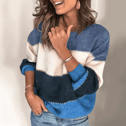 Women's pullover with striped pattern and loose fit