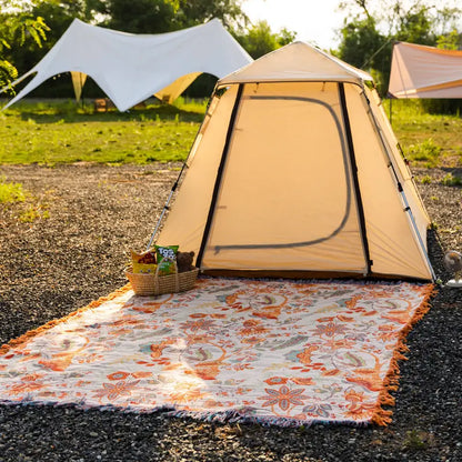 Floravento Cotton Throw – Bohemian Elegance in Warm Natural Aesthetics